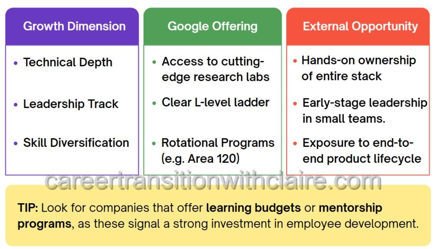 Career growth dimensions google vs external opportunities